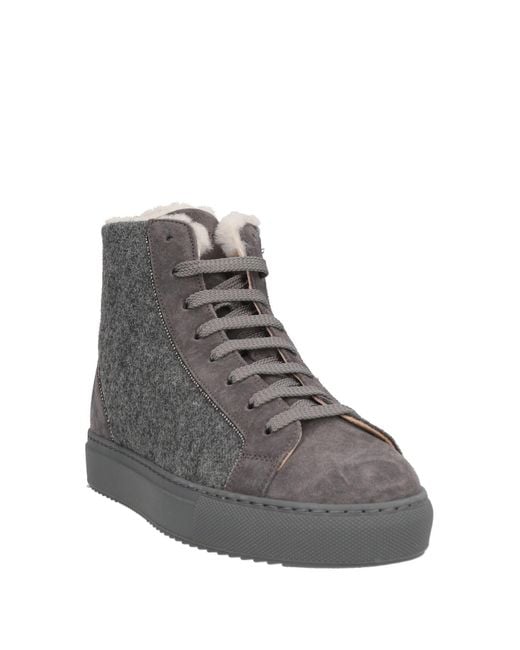 Doucal's Gray Sneakers Leather, Textile Fibers
