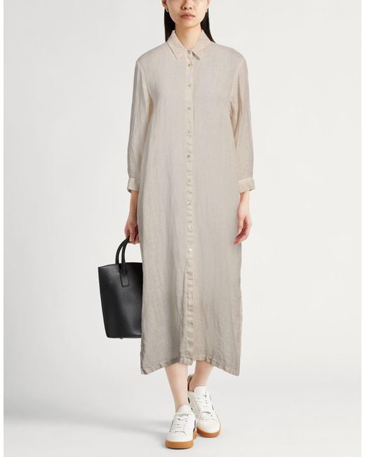 120% Lino Gray Midi Dress Linen