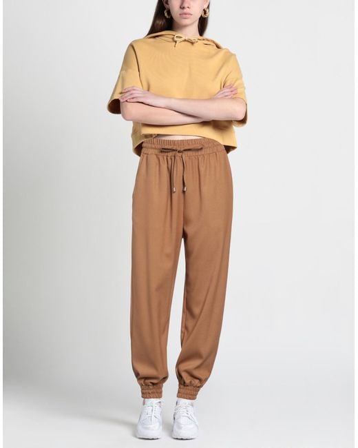 Denny Rose Natural Camel Pants Polyester, Viscose, Elastane