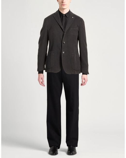 L.b.m. 1911 Black Blazer Cotton, Linen, Nylon for men