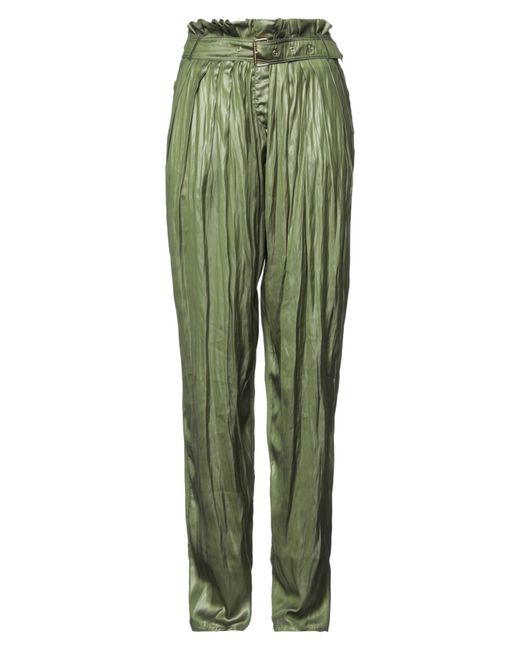 Balmain Satin Pants in Military Green 