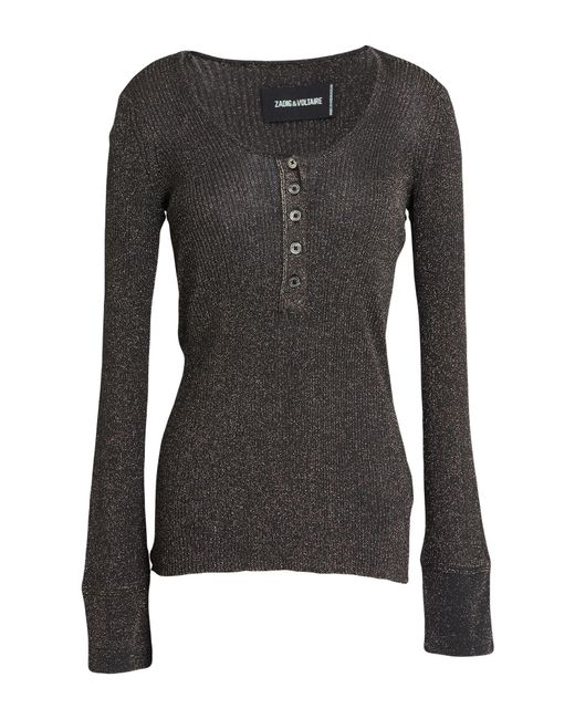 Zadig & Voltaire Black Charcoal Sweater Polyester, Metallic Polyester