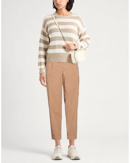 Peserico Natural Camel Pants Cotton, Elastane