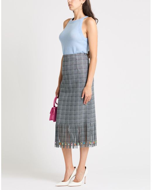 Stella Jean Gray Midi Skirt Polyester