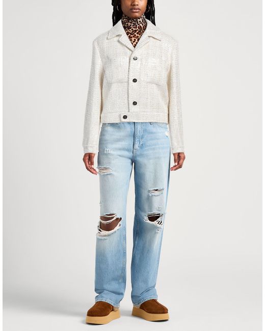 Amiri White Ivory Jacket Polyester, Wool