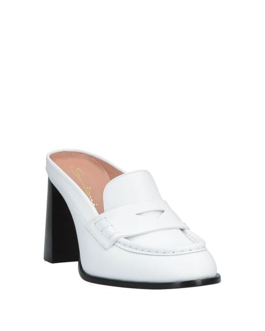 Santoni White Mules & Clogs