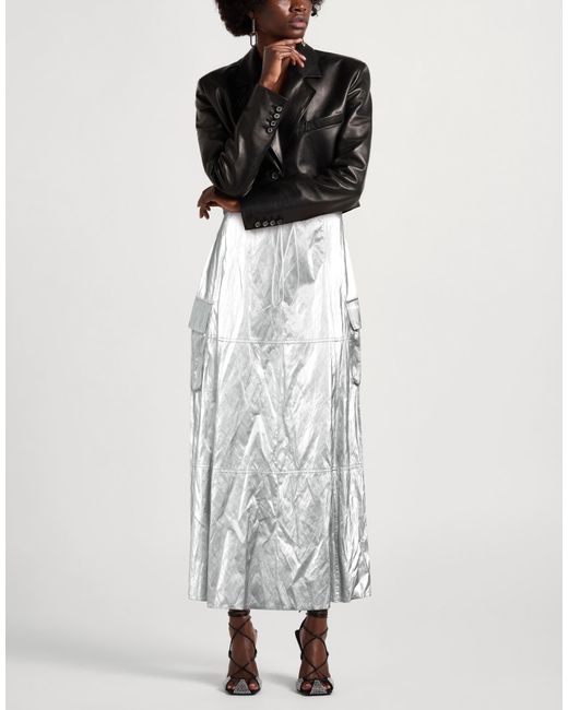 Jijil White Maxi Skirt Polyurea, Viscose, Polyester, Cotton, Metallic Fiber
