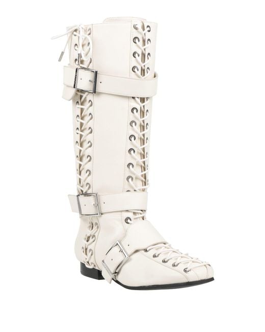 Ganni White Ivory Boot Synthetic Material