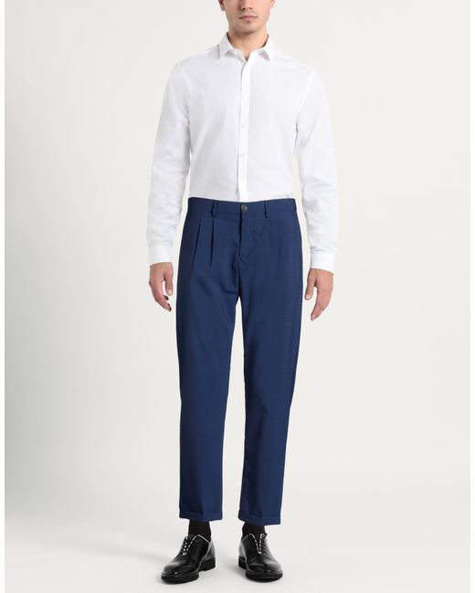People Blue Pants Virgin Wool, Polyester, Elastane for men