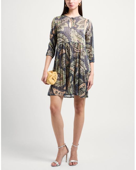 Siyu Gray Mini Dress Polyester, Polyamide