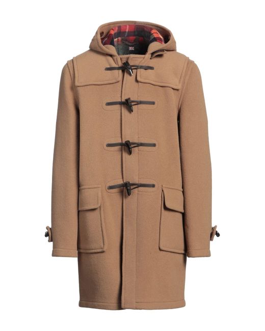 Gloverall Brown Camel Coat Wool, Polyamide, Leather for men