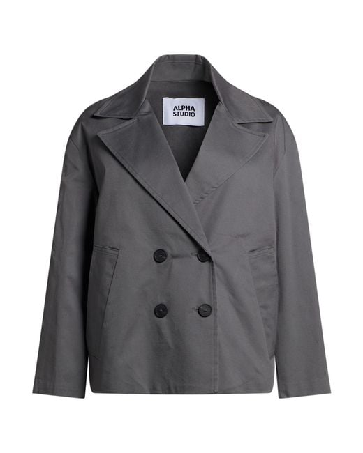 Alpha Studio Gray Jacket Cotton, Elastane