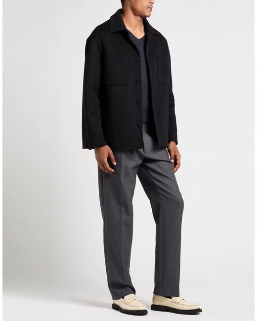 Fendi Black Coat Virgin Wool, Silk for men