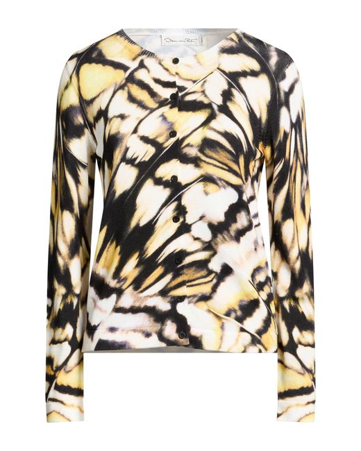 Oscar de la Renta White Ivory Cardigan Cotton, Viscose
