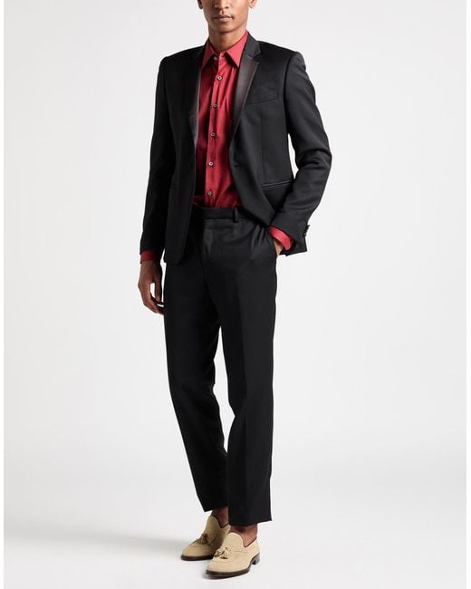 Brian Dales Black Suit Polyester, Wool for men