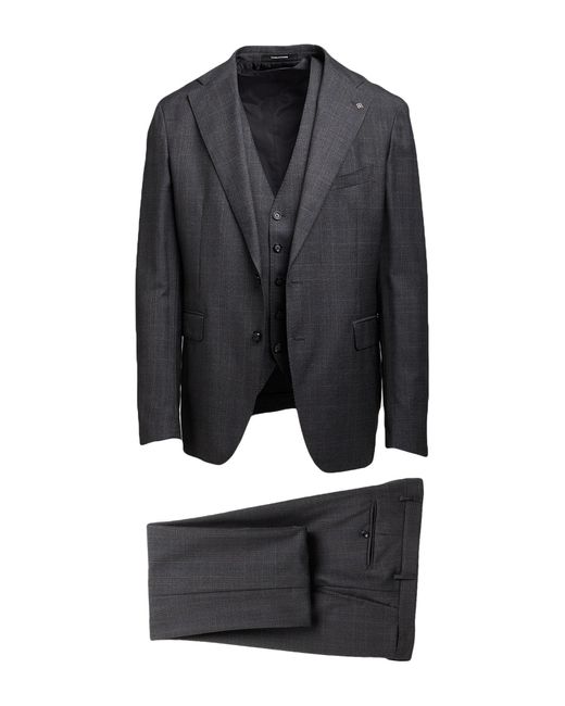 Tagliatore Black Charcoal Suit Super 130S Wool for men