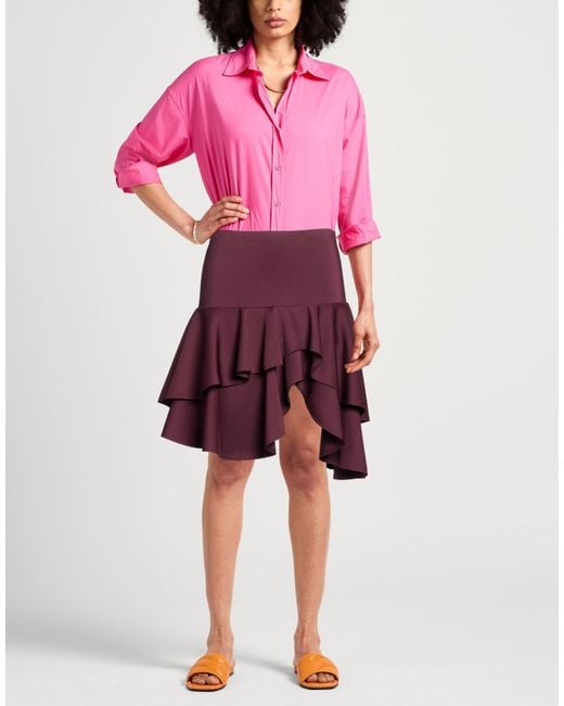DES_PHEMMES Purple Midi Skirt Polyester, Elastane