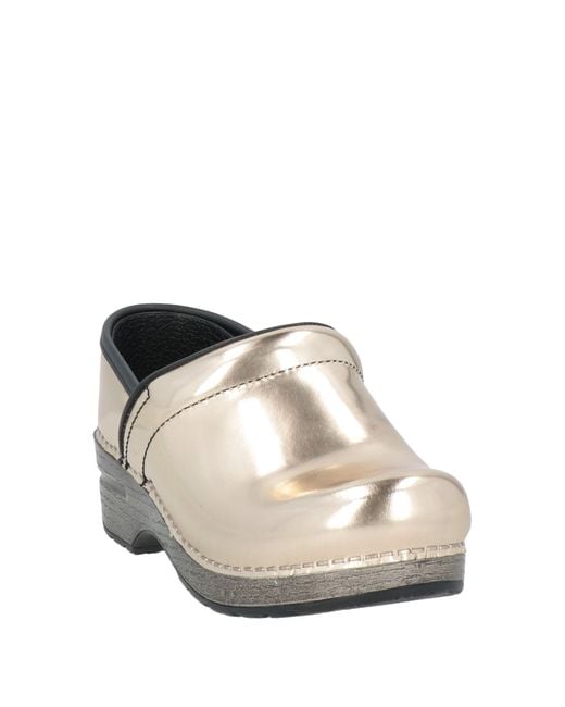 Dansko White Metallic Leather Clog Mules