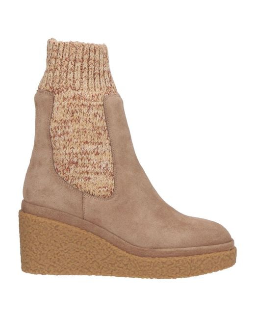 Alma En Pena. Natural Ankle Boots Leather, Textile Fibers