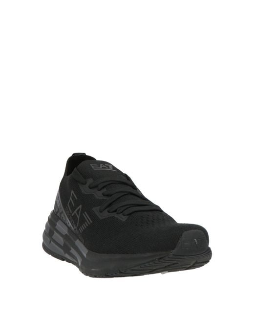 EA7 Black Sneakers Polyester, Thermoplastic Polyurethane for men