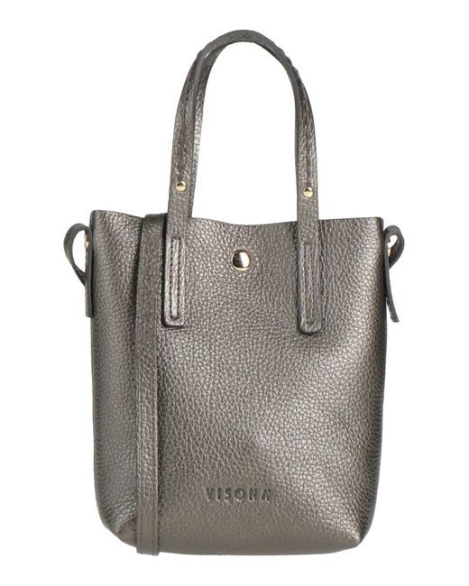 Plinio Visona' Gray Lead Handbag Leather