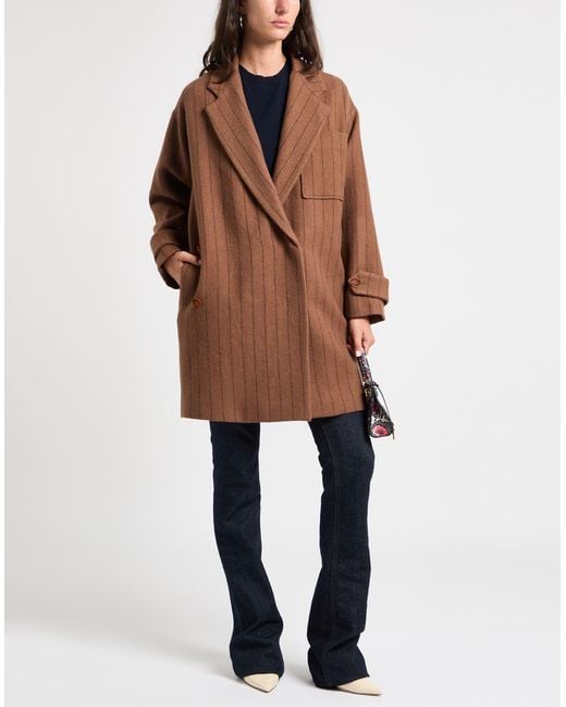 Alysi Brown Coat Virgin Wool, Polyamide