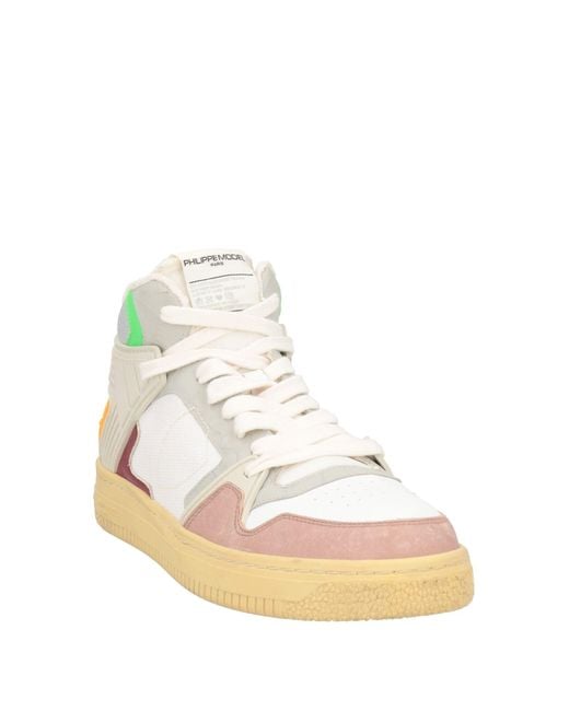 Philippe Model White Sneakers Leather, Textile Fibers for men