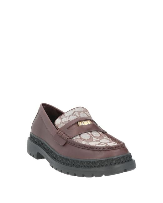 COACH Gray Dark Loafers Leather, Textile Fibers for men
