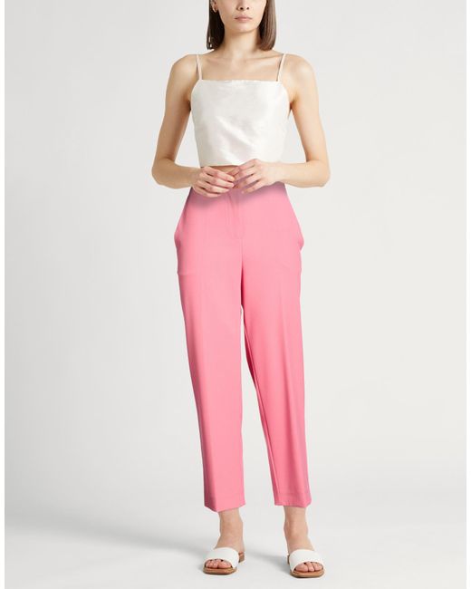 Semicouture Pink Pants Polyester, Viscose, Elastane