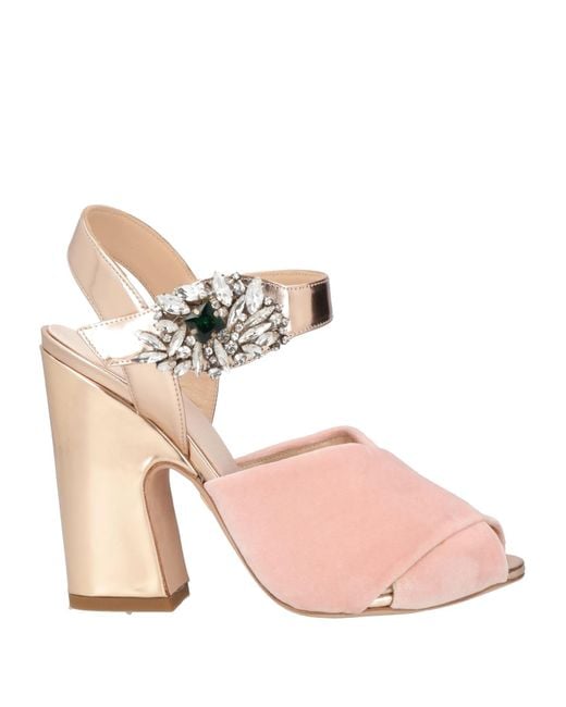 Giambattista Valli Pink Sandals Textile Fibers, Leather