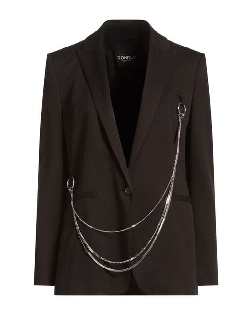 Dondup Black Blazer Cotton, Viscose, Elastane