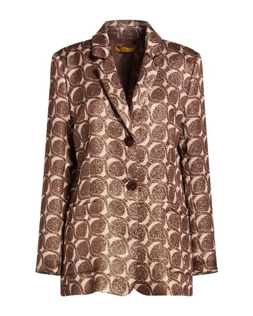 Siyu Brown Blazer Wool, Lurex, Silk, Nylon, Cotton