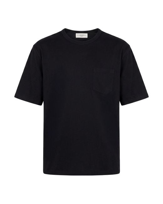 Officine Generale Black T-Shirt Cotton, Modal for men