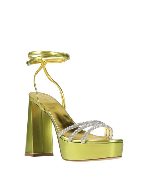 Bettina Vermillon Yellow Sandals Leather, Textile Fibers