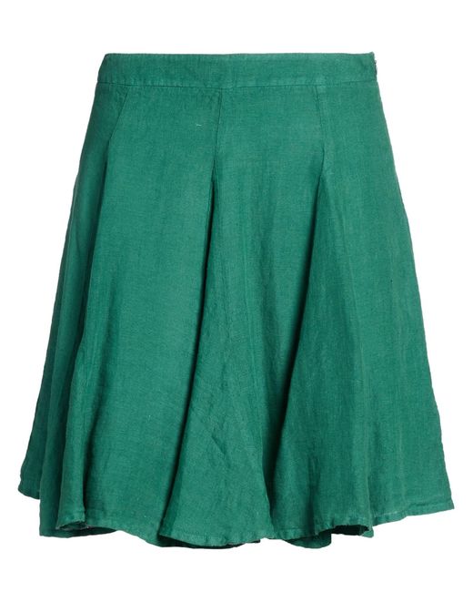120% Lino Green Mini Skirt Linen