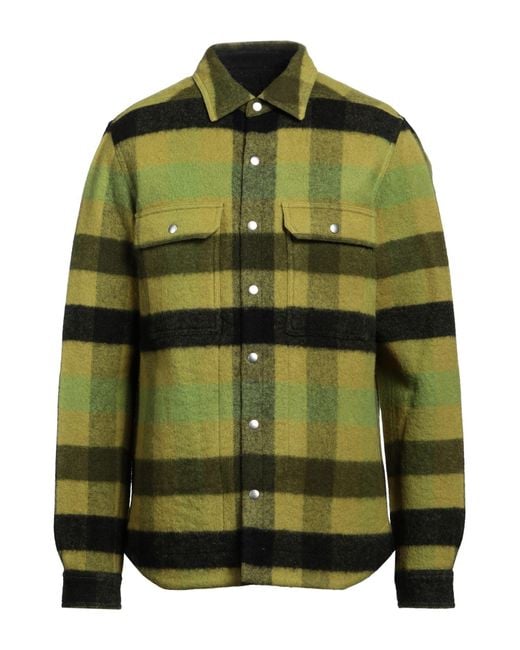 Rick Owens Acid Green Virgin Wool Overshirt for men