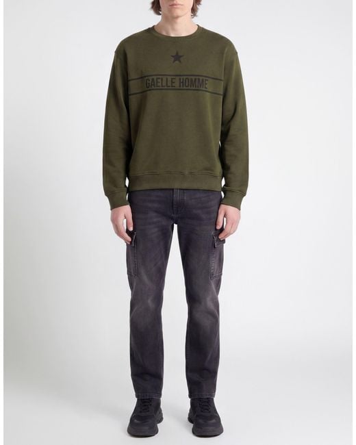 Gaelle Paris Green Sweatshirt Cotton, Elastane for men