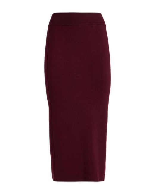 Alpha Studio Red Burgundy Midi Skirt Merino Wool