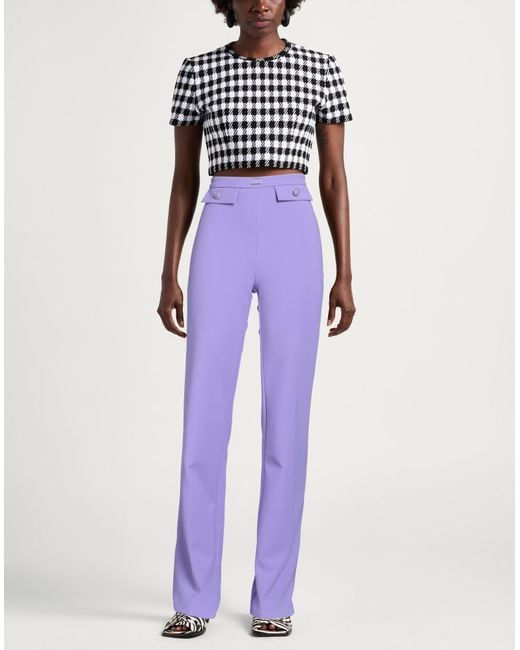 Elisabetta Franchi Purple Pants Polyester, Elastane