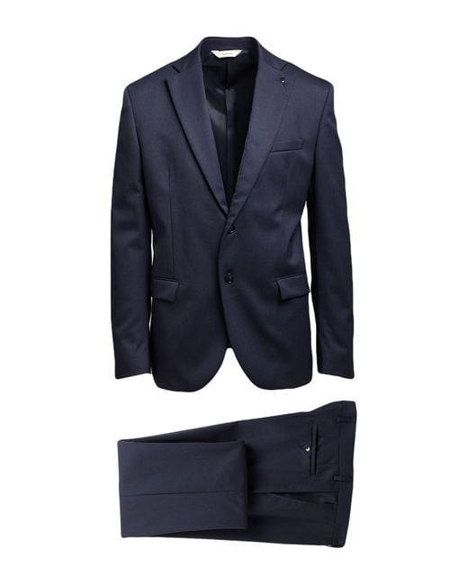 Paoloni Blue Midnight Suit Wool, Elastane for men