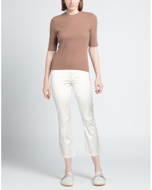 FRAME White Ivory Pants Cotton, Polyester, Elastane