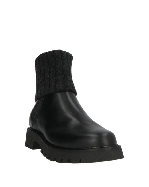 Baldinini Black Ankle Boots Calfskin, Textile Fibers
