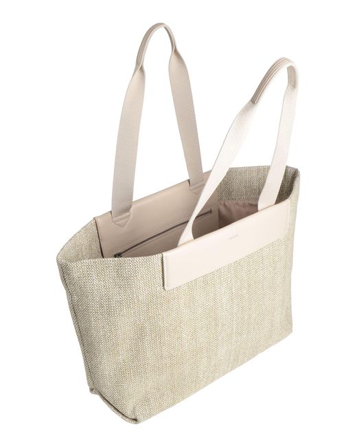 Calvin Klein Khaki Shoulder Bag Natural Raffia, Leather