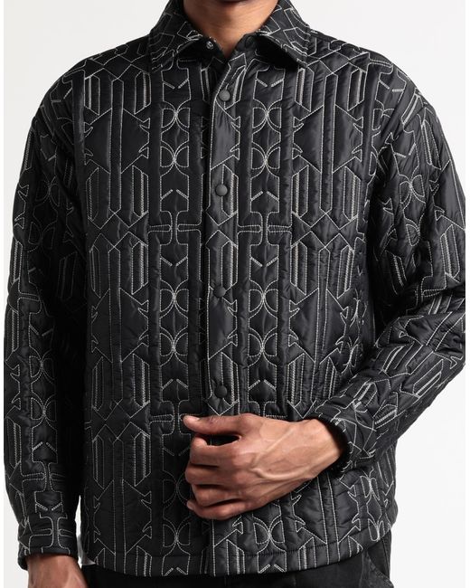 Palm Angels Gray All Monogram Quilted Dover Jacket for men