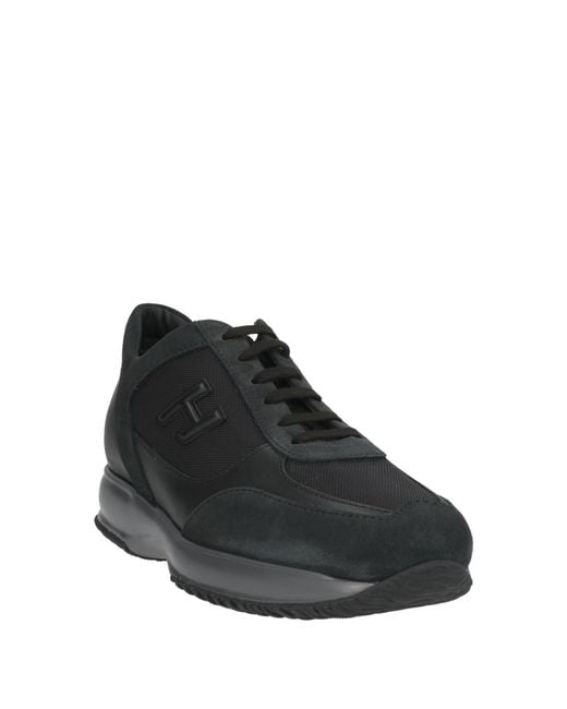 Hogan Black Sneakers Leather, Textile Fibers for men