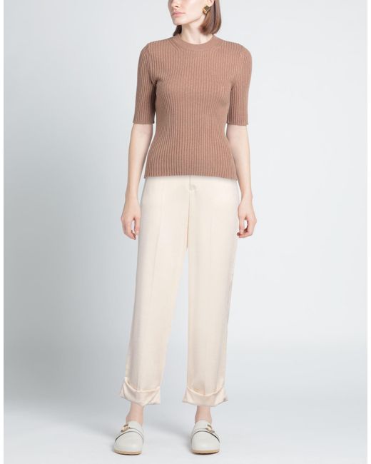 Bonheur White Ivory Pants Viscose, Polyester, Elastane
