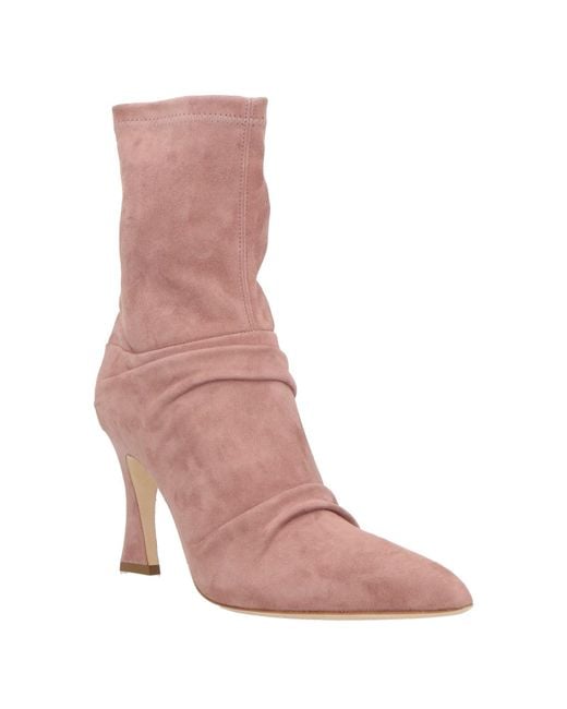 Pollini Pink Ankle Boots Leather