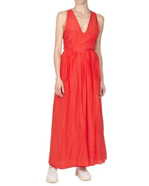 Semicouture Red Maxi-Kleid