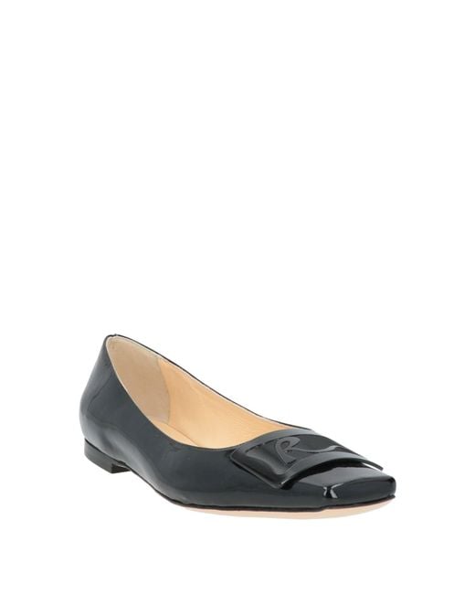 Rochas Black Ballet Flats Calfskin