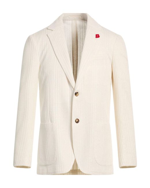 Lardini Natural Ivory Blazer Linen, Viscose, Polyamide for men